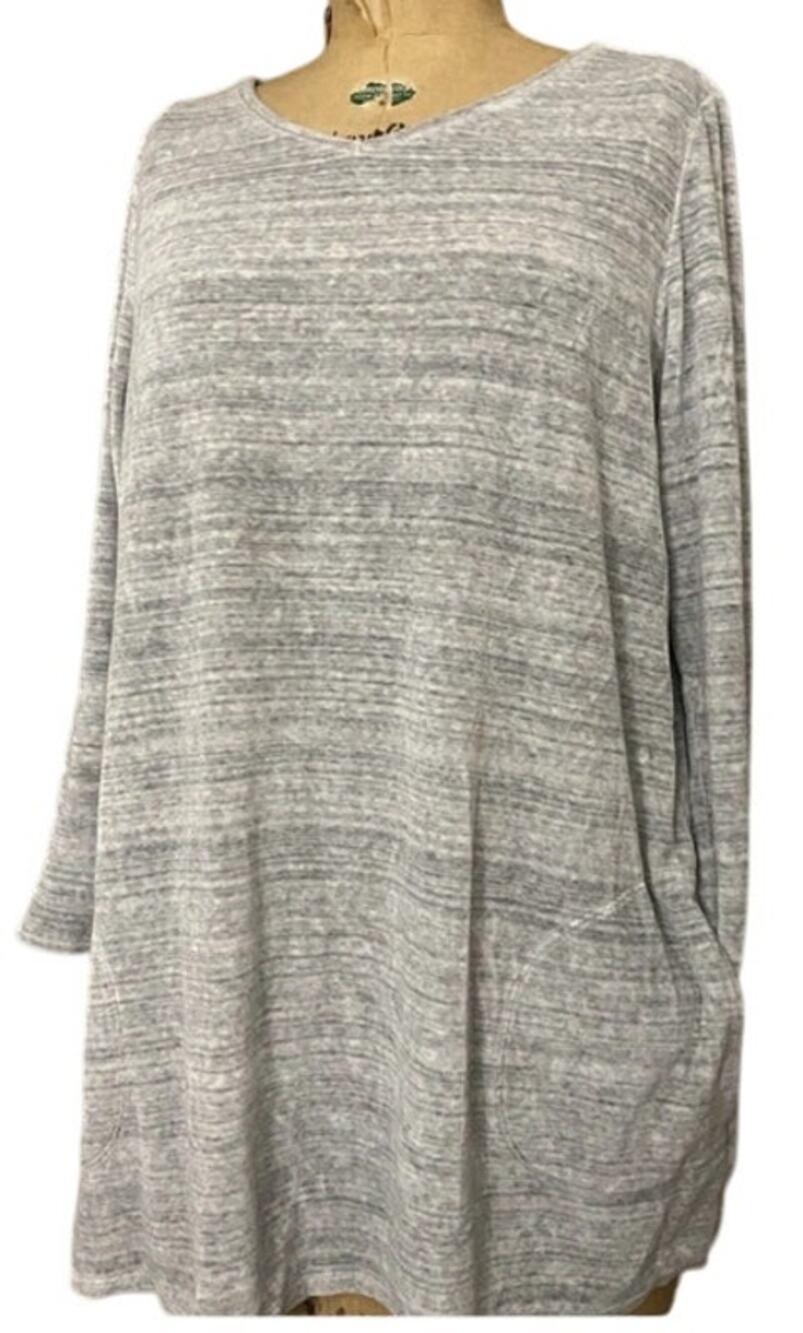 Pure Jill J. Jill Marled Velour V Neck Tunic, Heather Gray, Women's Size Large
